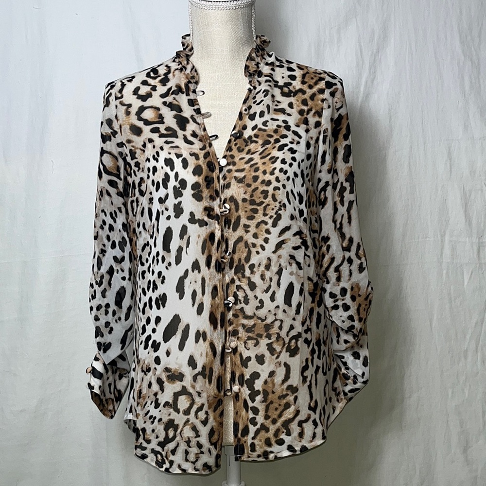 Express Portofino Slim Fit Print Blouse